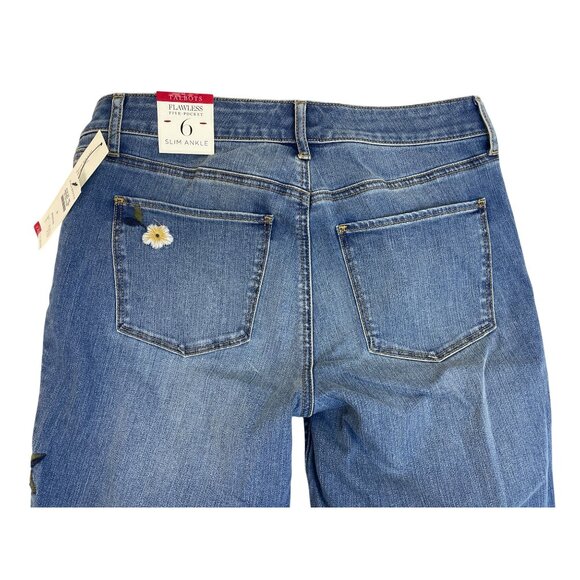 Talbots Women's Blue Medium Wash Embroidered Mid-Rise Jeans Sz 6 - New - Picture 4 of 12